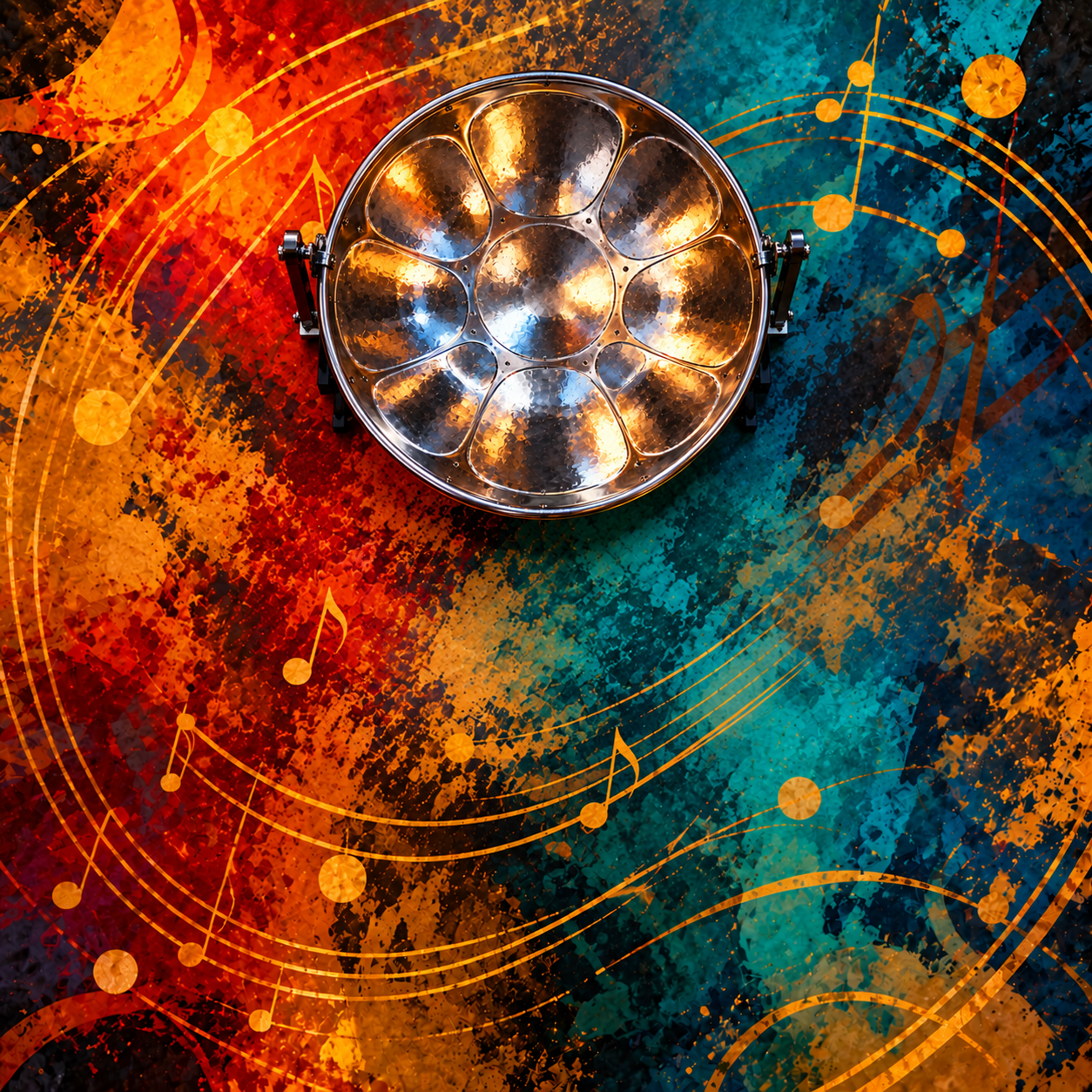Illustration of a Trinidadian steelpan seen from above